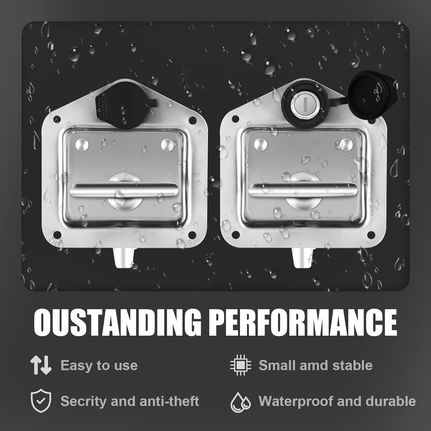 Heavy Duty Truck or Trailer Flush Mount Polished Stainless Steel Key-Locking T Handle Recessed Locks for Tool Boxes factory