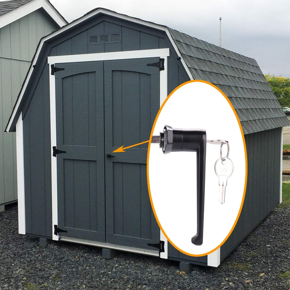 Wholesale L-Handle Black Zinc Alloy Gate Door Lock Kit Rust-Proof Shed Door Handle with Key Unlock Way manufacture