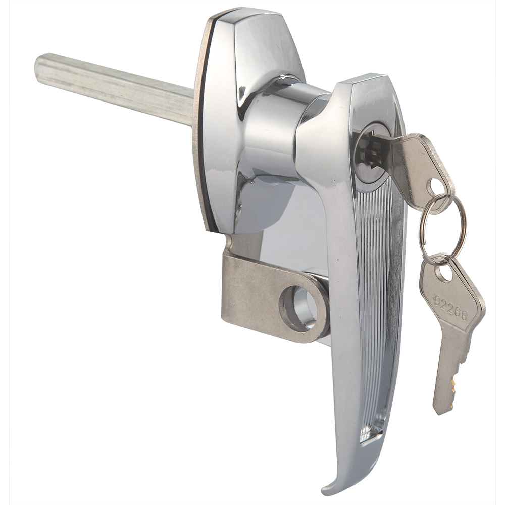 High Security Bright Chrome Plated Zinc Alloy Cabinet Lock Set L Handle with Key Anti-Theft Tubular Lever Lock