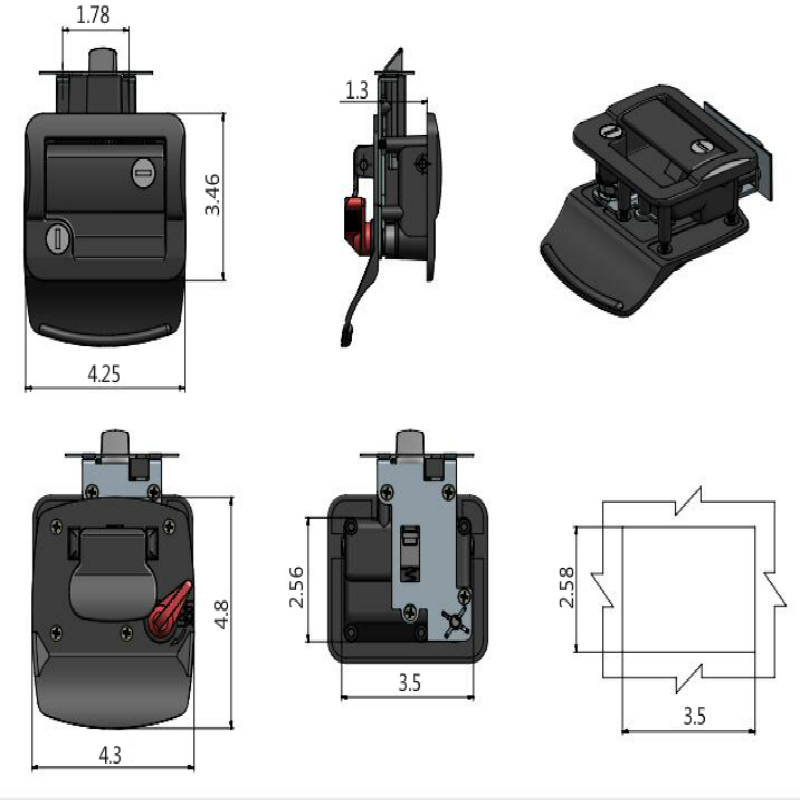Rv Entry Door Lock Latch Vehicle Travel Trailer Door Latch Security Lock Black factory