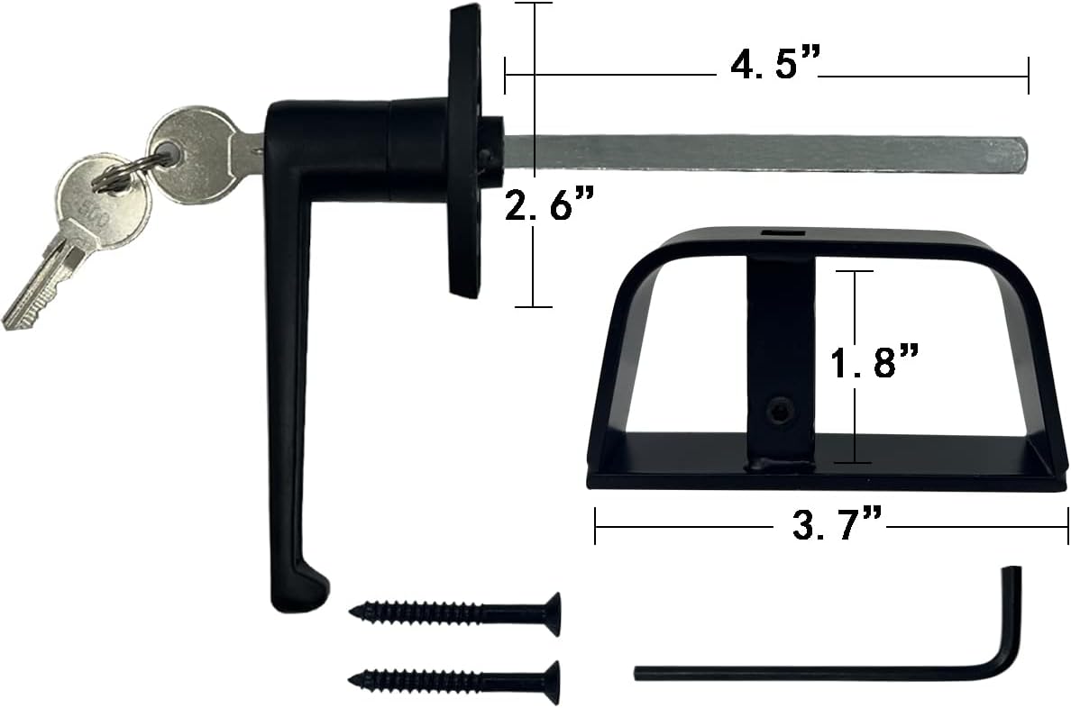 Wholesale L-Handle Black Zinc Alloy Gate Door Lock Kit Rust-Proof Shed Door Handle with Key Unlock Way supplier