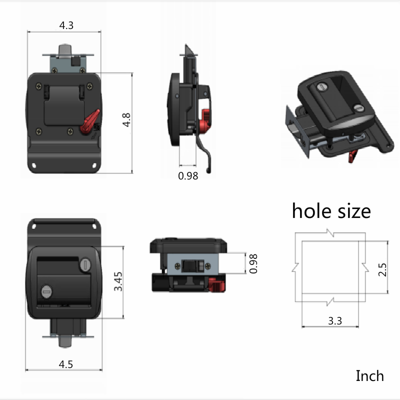 Oem Rv Lock  Zinc Alloy Black Color Door Lock for Motorhome Boat Caravan Trailer Rv Cabinet manufacture